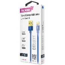 Кабель DELUXE, USB 2.0 - microUSB, 1м, 2.1A, синий, OLMIO