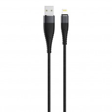 Кабель SOLID, USB 2.0 - lightning, 1.2м, 2.1A, черный, OLMIO