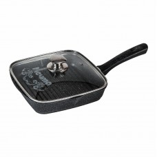 Сковорода - гриль с крышкой и несъемной ручкой «Гранит» Black 24x24